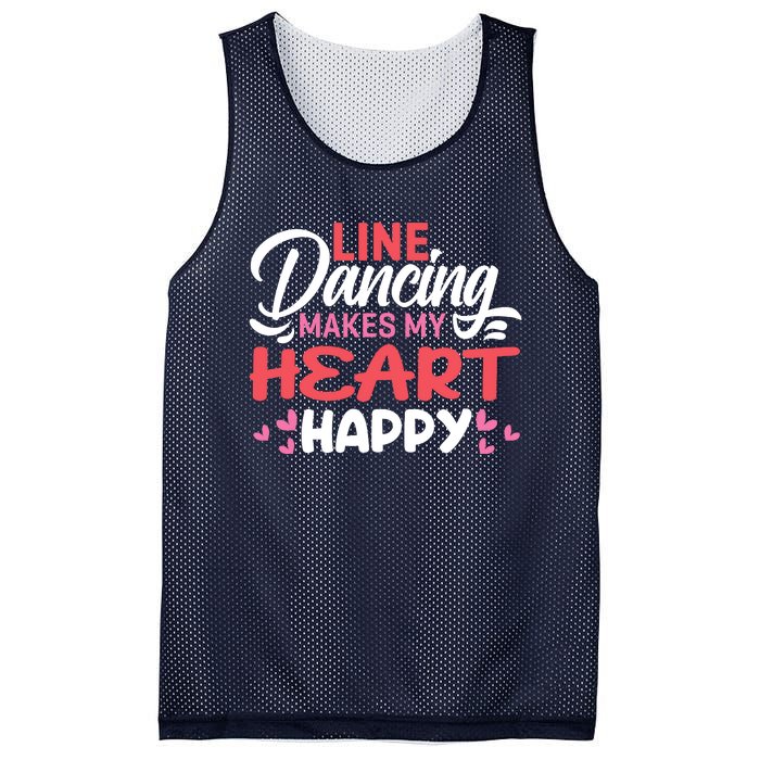 Line Dancing Makes My Heart Happy Funny Line Mesh Reversible Basketball Jersey Tank