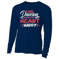 Line Dancing Makes My Heart Happy Funny Line Cooling Performance Long Sleeve Crew