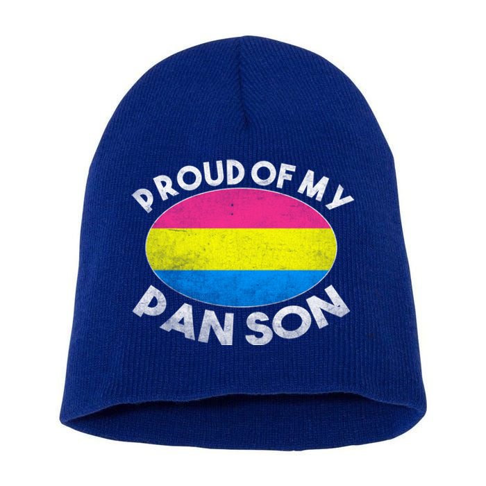 Lgbt Dad Mom Heart Proud Of My Pansexual Son Pan Pride Flag Cool Gift Short Acrylic Beanie