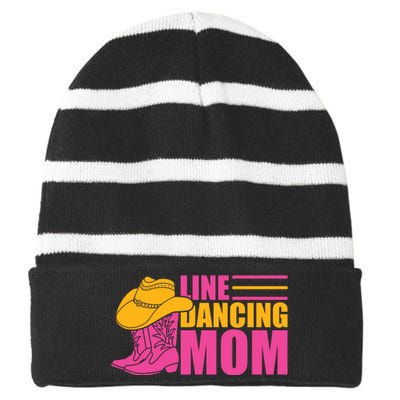 Line Dancing Mom T Striped Beanie with Solid Band