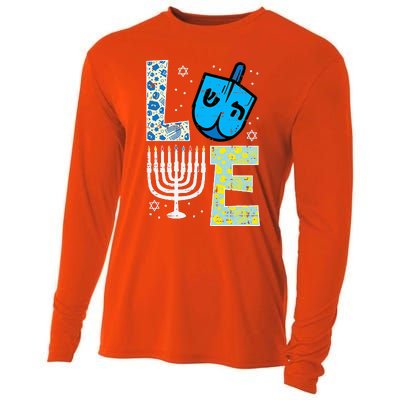 Love Dreidel Menorah Jew Hanukkah Chanukah  Cooling Performance Long Sleeve Crew