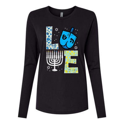 Love Dreidel Menorah Jew Hanukkah Chanukah  Womens Cotton Relaxed Long Sleeve T-Shirt