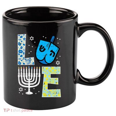 Love Dreidel Menorah Jew Hanukkah Chanukah  11oz C Handle Ceramic Mug
