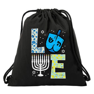 Love Dreidel Menorah Jew Hanukkah Chanukah  Drawstring Bag
