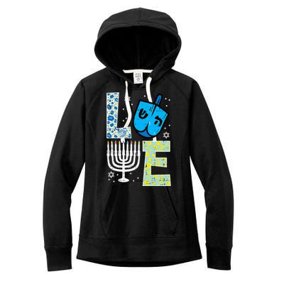 Love Dreidel Menorah Jew Hanukkah Chanukah  Women's Fleece Hoodie