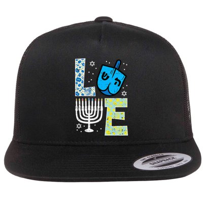 Love Dreidel Menorah Jew Hanukkah Chanukah  Flatbill Hat