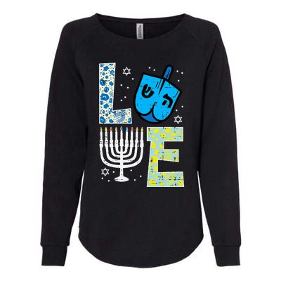 Love Dreidel Menorah Jew Hanukkah Chanukah  Womens California Wash Sweatshirt