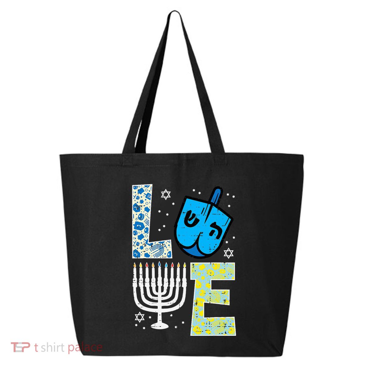 Love Dreidel Menorah Jew Hanukkah Chanukah  25L Jumbo Tote