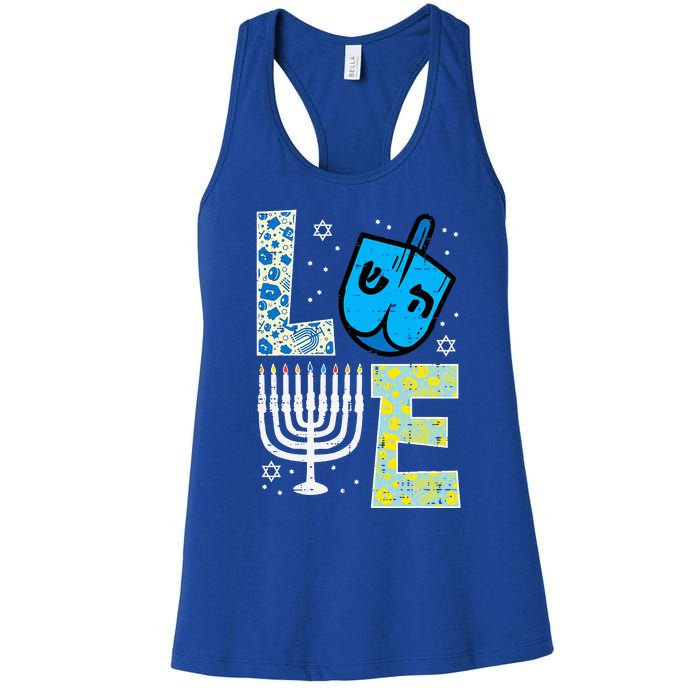 Love Dreidel Menorah Jew Hanukkah Chanukah  Women's Racerback Tank