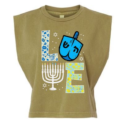 Love Dreidel Menorah Jew Hanukkah Chanukah  Garment-Dyed Women's Muscle Tee