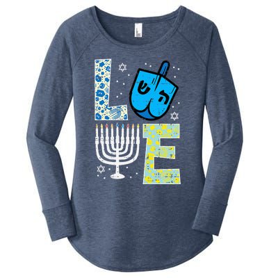 Love Dreidel Menorah Jew Hanukkah Chanukah  Women's Perfect Tri Tunic Long Sleeve Shirt