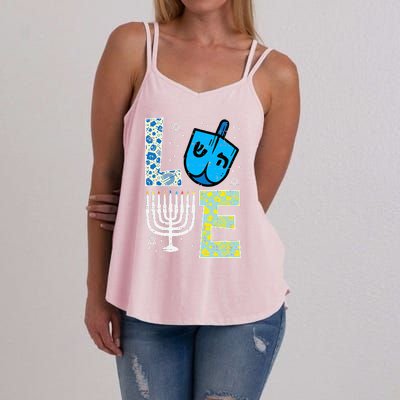 Love Dreidel Menorah Jew Hanukkah Chanukah  Women's Strappy Tank