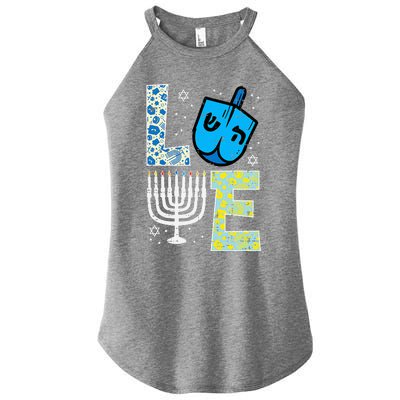 Love Dreidel Menorah Jew Hanukkah Chanukah  Women’s Perfect Tri Rocker Tank