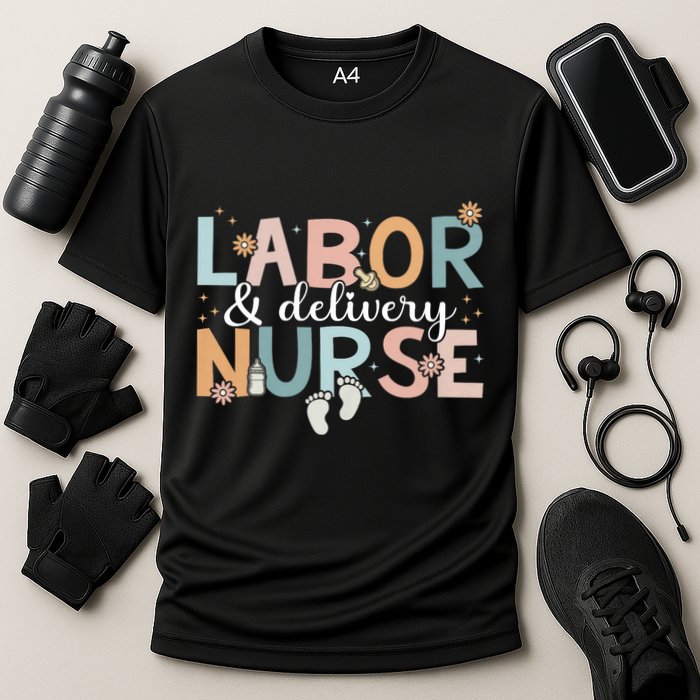 Labor & Delivery Nurse Leopard Rainbow Nursing Nurse Week Cooling Performance Crew T-Shirt