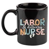 Labor & Delivery Nurse Leopard Rainbow Nursing Nurse Week 11oz C Handle Ceramic Mug