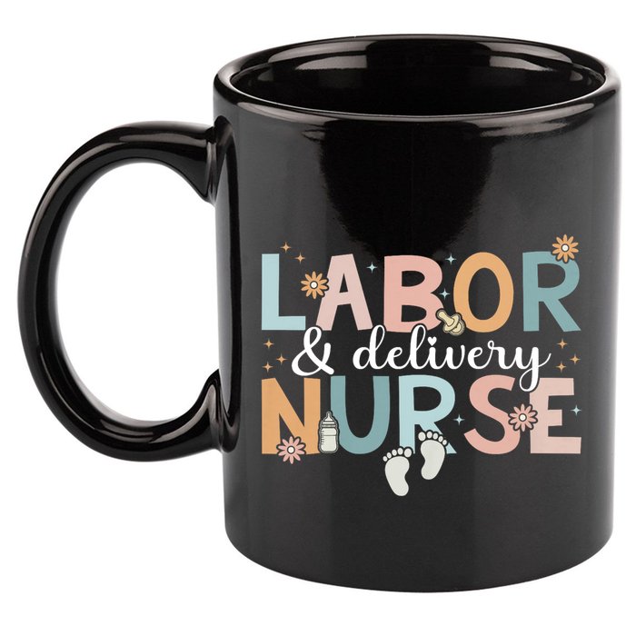 Labor & Delivery Nurse Leopard Rainbow Nursing Nurse Week 11oz C Handle Ceramic Mug