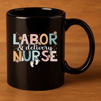 Labor & Delivery Nurse Leopard Rainbow Nursing Nurse Week 11oz C Handle Ceramic Mug