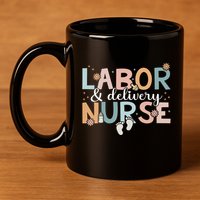 Labor & Delivery Nurse Leopard Rainbow Nursing Nurse Week 11oz C Handle Ceramic Mug