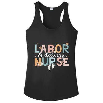 Labor & Delivery Nurse Leopard Rainbow Nursing Nurse Week Ladies PosiCharge Competitor Racerback Tank