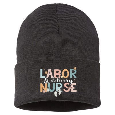 Labor & Delivery Nurse Leopard Rainbow Nursing Nurse Week Sustainable Knit Beanie
