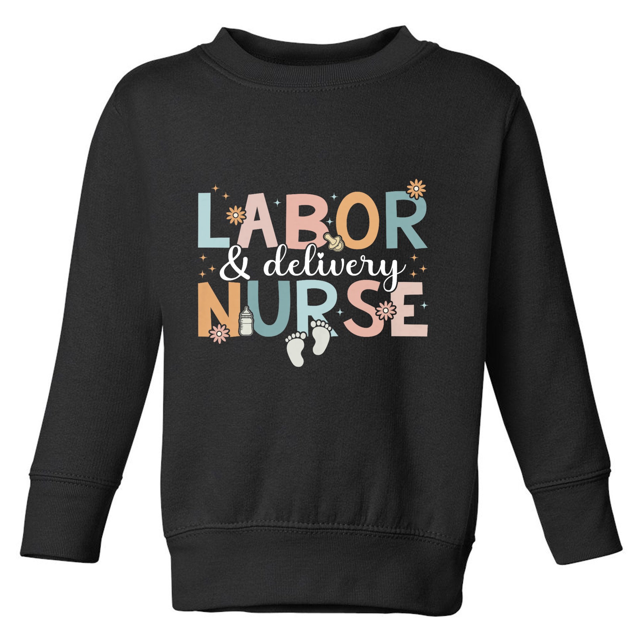 Labor & Delivery Nurse Leopard Rainbow Nursing Nurse Week Toddler Sweatshirt