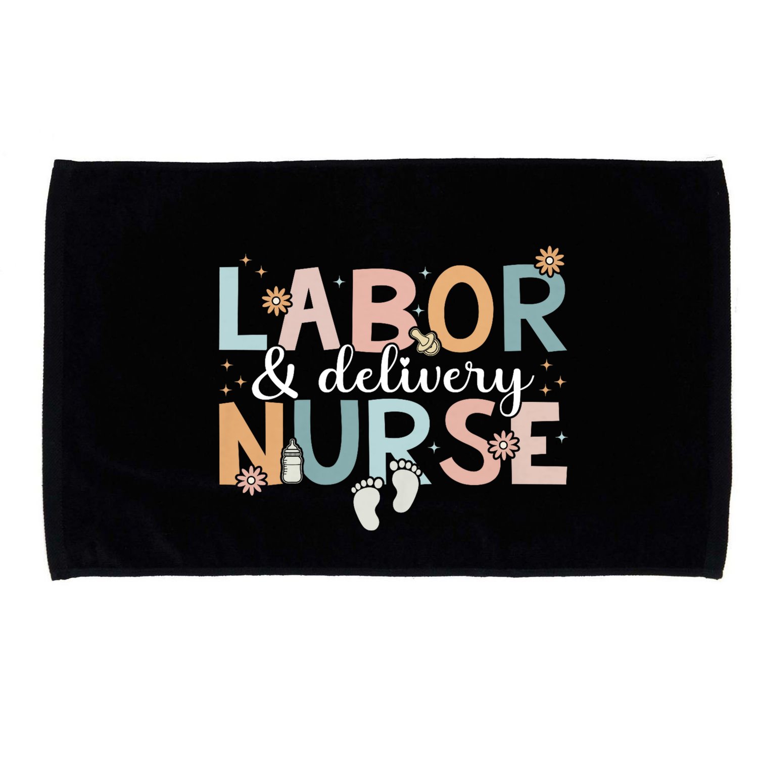 Labor & Delivery Nurse Leopard Rainbow Nursing Nurse Week Microfiber Hand Towel