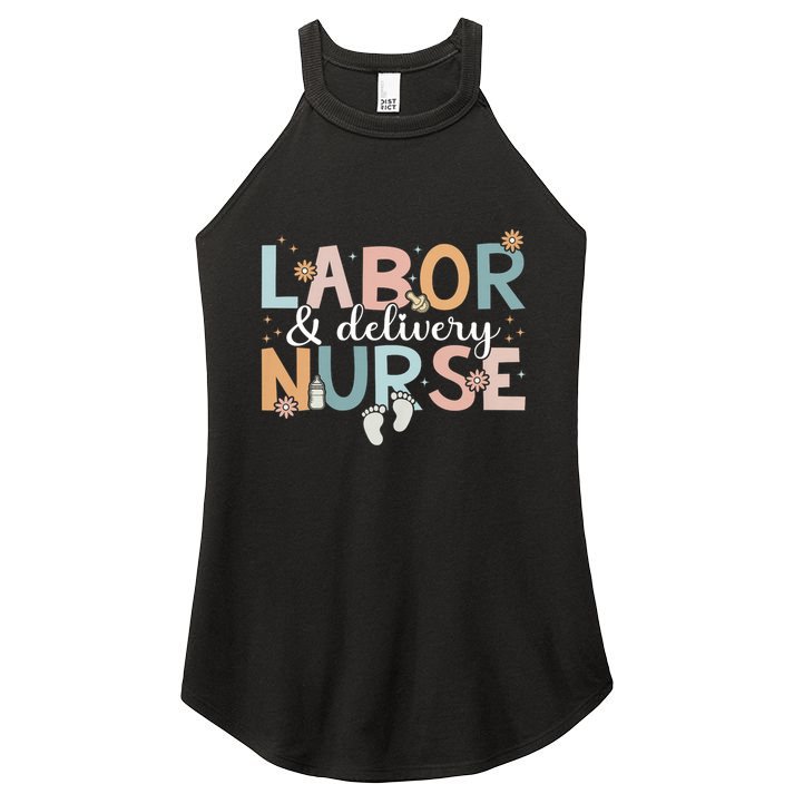 Labor & Delivery Nurse Leopard Rainbow Nursing Nurse Week Women's Perfect Tri Rocker Tank