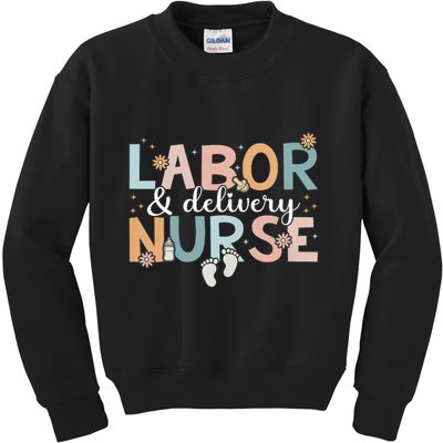 Labor & Delivery Nurse Leopard Rainbow Nursing Nurse Week Kids Sweatshirt