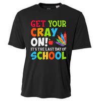 Last Day of School Get Your Cray On Funny Teacher Cooling Performance Crew T-Shirt