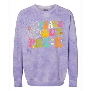 Last Day Of School Peace Out PreSchool Pre K Teacher Colorblast Crewneck Sweatshirt