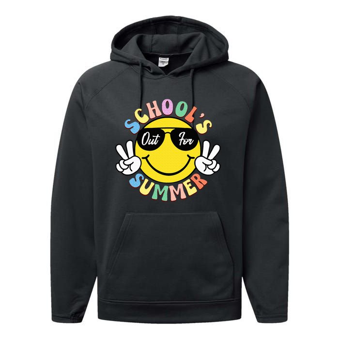 Last Day Of School Graduation Groovy Schools Out Performance Fleece Hoodie