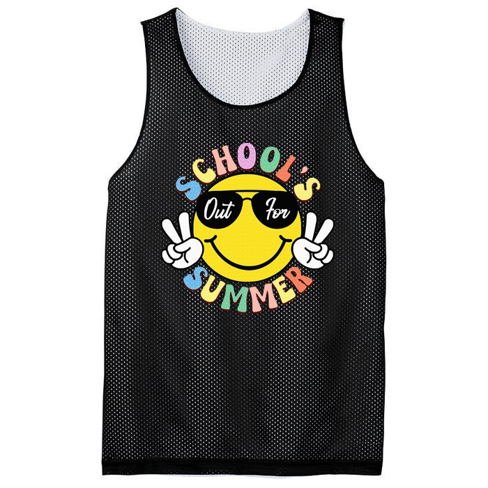 Last Day Of School Graduation Groovy Schools Out Mesh Reversible Basketball Jersey Tank