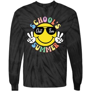 Last Day Of School Graduation Groovy Schools Out Tie-Dye Long Sleeve Shirt