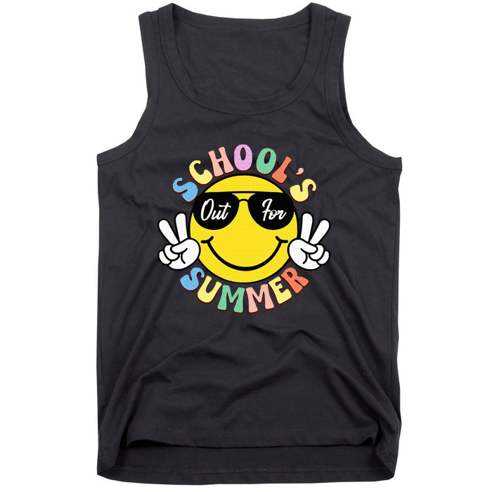 Last Day Of School Graduation Groovy Schools Out Tank Top