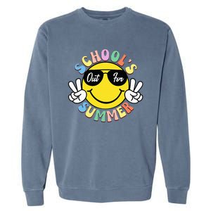 Last Day Of School Graduation Groovy Schools Out Garment-Dyed Sweatshirt