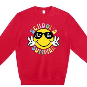 Last Day Of School Graduation Groovy Schools Out Premium Crewneck Sweatshirt