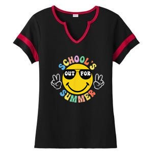 Last Day Of School Graduation Groovy Schools Summer Ladies Halftime Notch Neck Tee