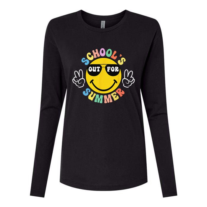 Last Day Of School Graduation Groovy Schools Summer Womens Cotton Relaxed Long Sleeve T-Shirt