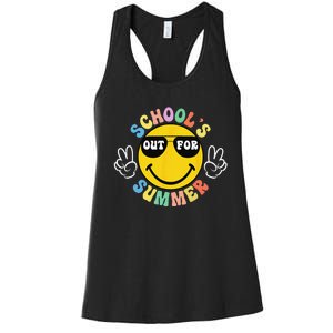 Last Day Of School Graduation Groovy Schools Summer Women's Racerback Tank