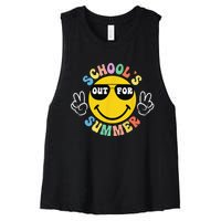 Last Day Of School Graduation Groovy Schools Summer Women's Racerback Cropped Tank