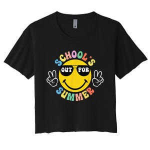 Last Day Of School Graduation Groovy Schools Summer Women's Crop Top Tee