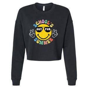 Last Day Of School Graduation Groovy Schools Summer Cropped Pullover Crew