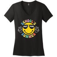 Last Day Of School Graduation Groovy Schools Summer Women's V-Neck T-Shirt