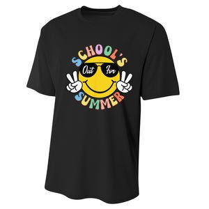 Last Day Of School Graduation Groovy Schools Out For Summer Performance Sprint T-Shirt