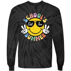 Last Day Of School Graduation Groovy Schools Out For Summer Tie-Dye Long Sleeve Shirt