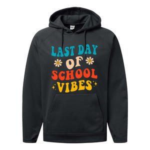 Last Day Of School Vibes Retro Last Day Of School Teacher Performance Fleece Hoodie