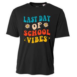 Last Day Of School Vibes Retro Last Day Of School Teacher Cooling Performance Crew T-Shirt