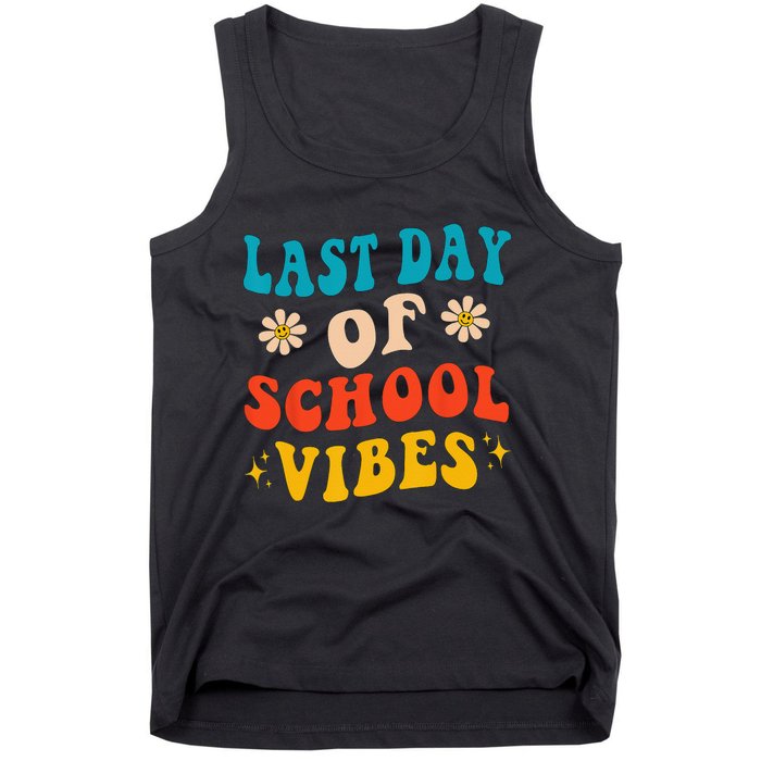 Last Day Of School Vibes Retro Last Day Of School Teacher Tank Top