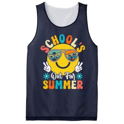 Last Day Of School Graduation Groovy Schools Out For Summer Mesh Reversible Basketball Jersey Tank