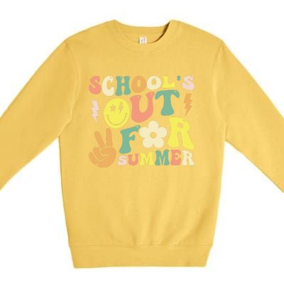 Last Day Of School Groovy Schools Out For Summer Teacher Premium Crewneck Sweatshirt